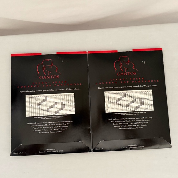 Gantos 2 Pair Control Top Sandalfoot Sheer Lycra Nylons Size Petite - Picture 3 of 4